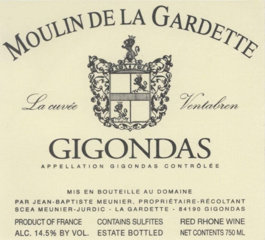 Moulin de la Gardette La Cuvee Ventabren 2012 Front Label