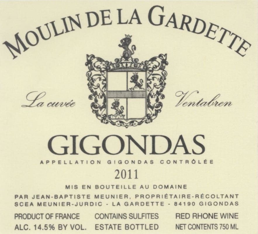 Moulin de la Gardette La Cuvee Ventabren 2011 Front Label