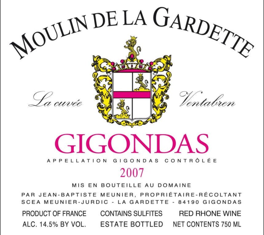 Moulin de la Gardette La Cuvee Ventabren 2007 Front Label