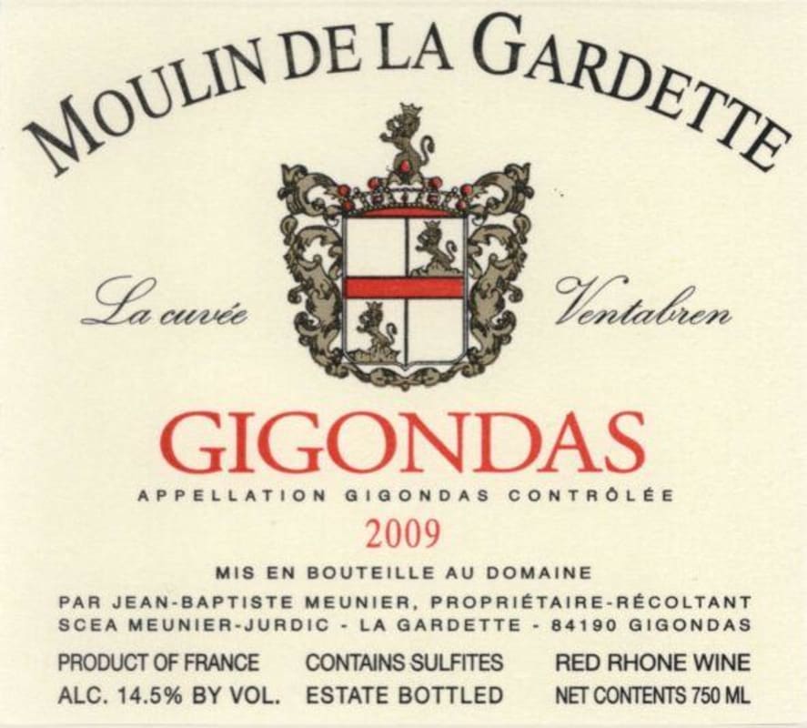 Moulin de la Gardette La Cuvee Ventabren 2009 Front Label