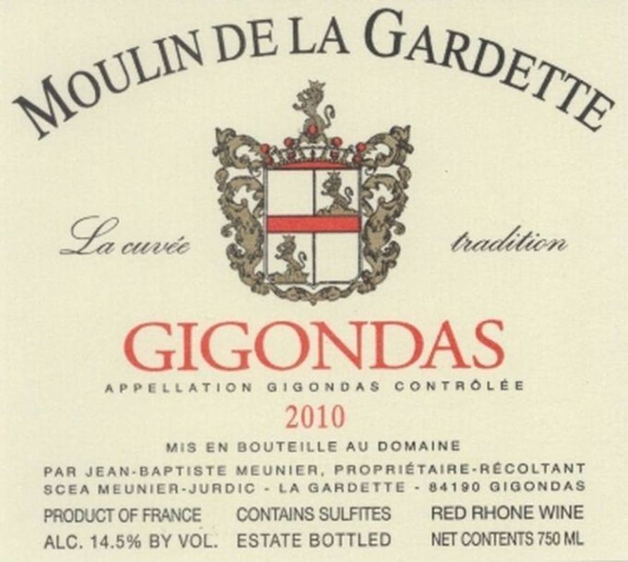 Moulin de la Gardette La Cuvee Tradition 2010 Front Label