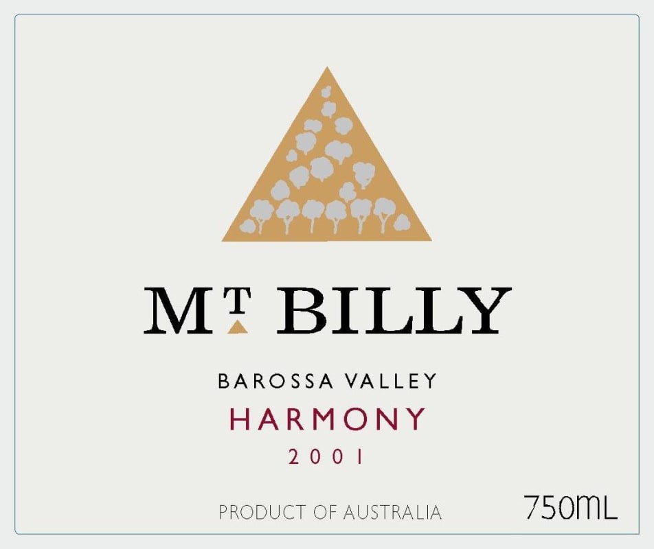 Mount Billy Wines Harmony 2001 Front Label