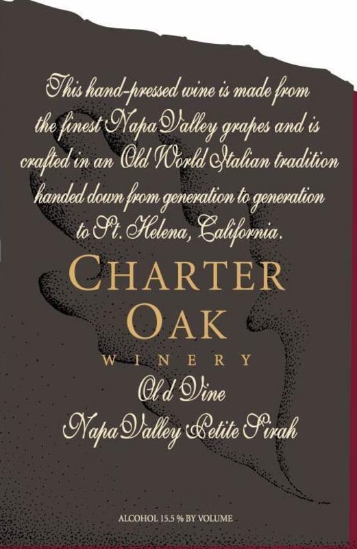 Charter Oak Winery Old Vine Petite Sirah 2009 Front Label