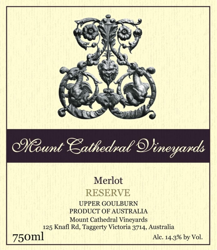 Mount Cathedral Vineyards Reserve Merlot 2005 Front Label