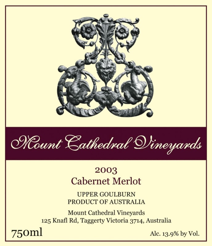 Mount Cathedral Vineyards Cabernet Sauvignon Merlot 2003 Front Label