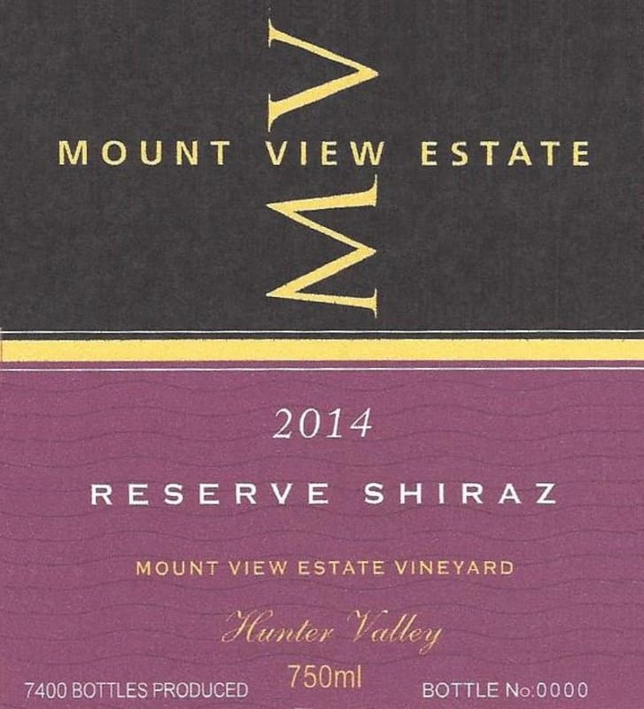 Mount View Estate Winery Reserve Shiraz 2014 Front Label