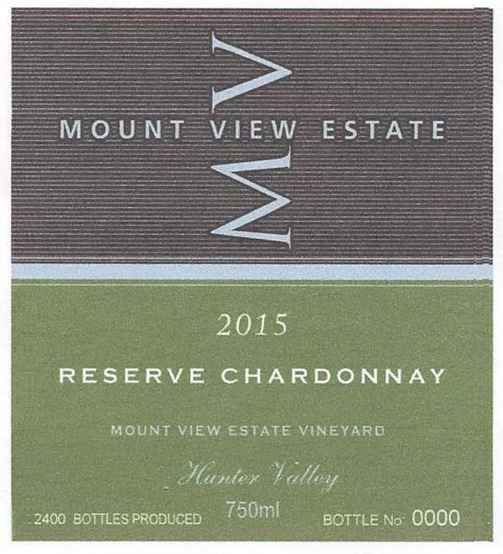 Mount View Estate Winery Reserve Chardonnay 2015 Front Label