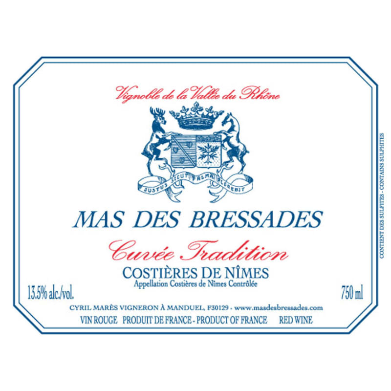 Mas de Bressades Cuvee Tradition Syrah/Grenache 2016 Front Label