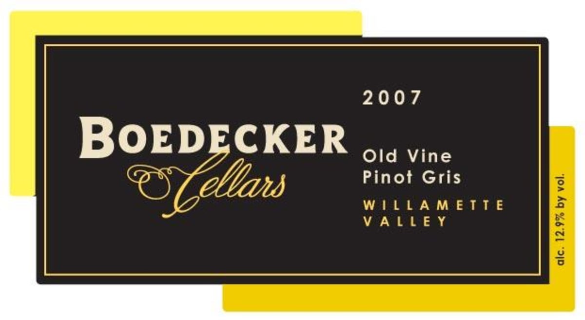 Boedecker Cellars Old Vine Pinot Gris 2007 Front Label