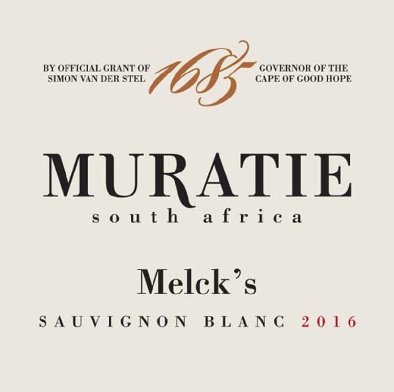 Muratie Melck's Sauvignon Blanc White 2016 Front Label