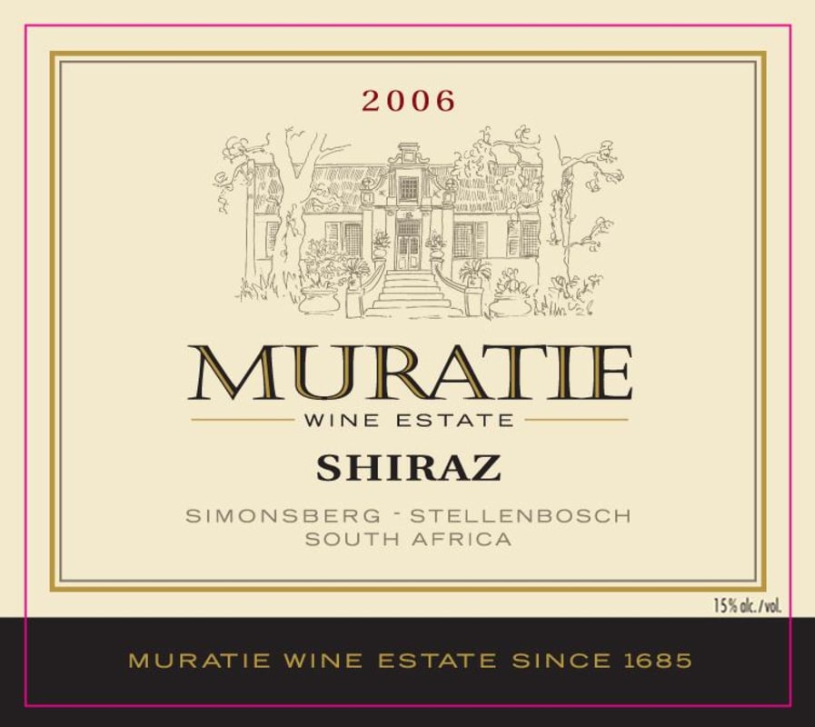 Muratie Shiraz 2006 Front Label