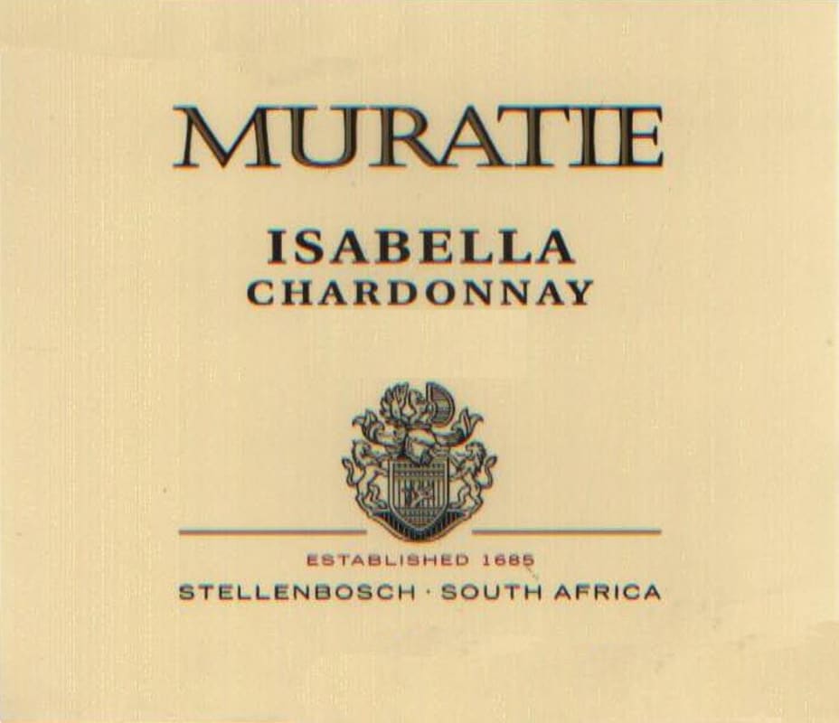 Muratie Isabella Chardonnay 2015 Front Label