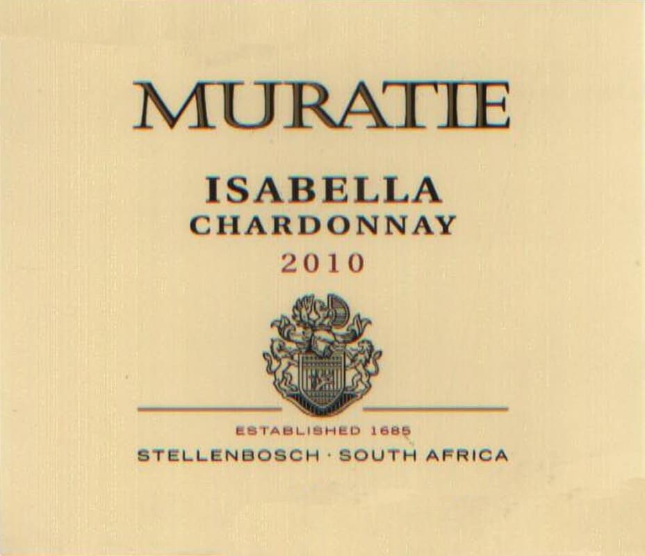 Muratie Isabella Chardonnay 2010 Front Label