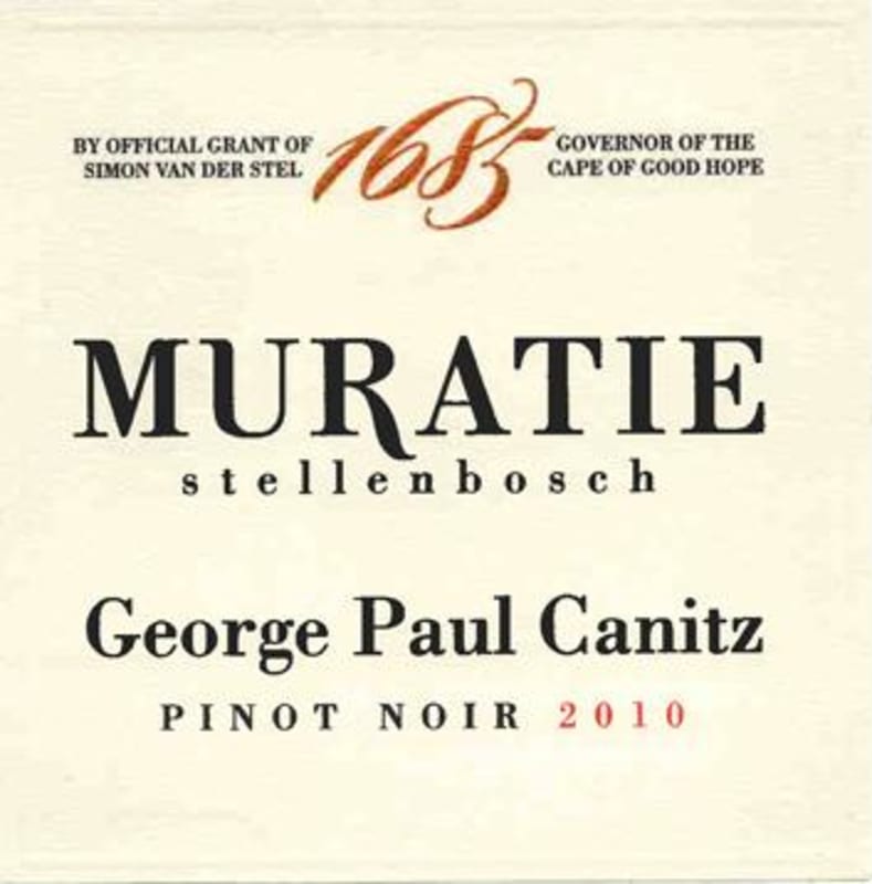 Muratie George Paul Canitz Pinot Noir 2010 Front Label
