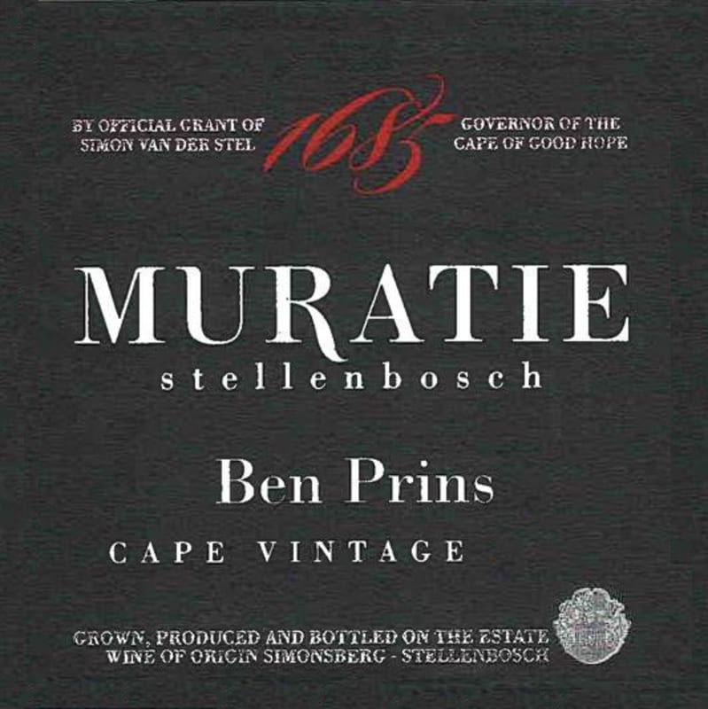Muratie Ben Prins Cape Vintage Port 2011 Front Label