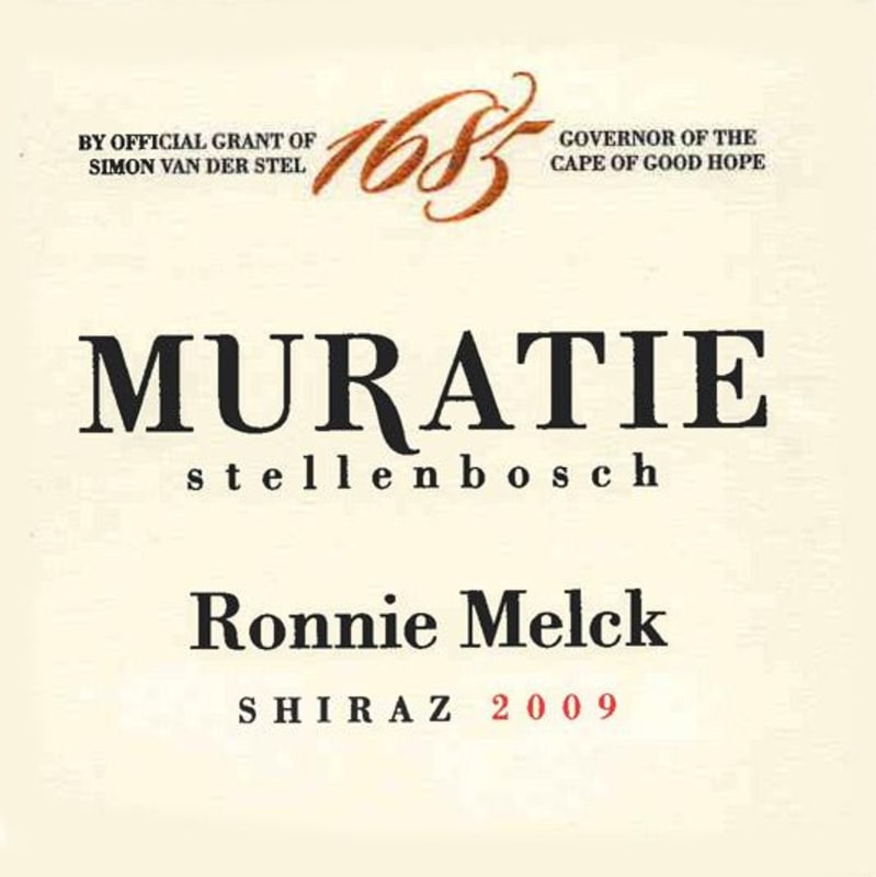 Muratie 1685 Ronnie Melck Shiraz 2009 Front Label