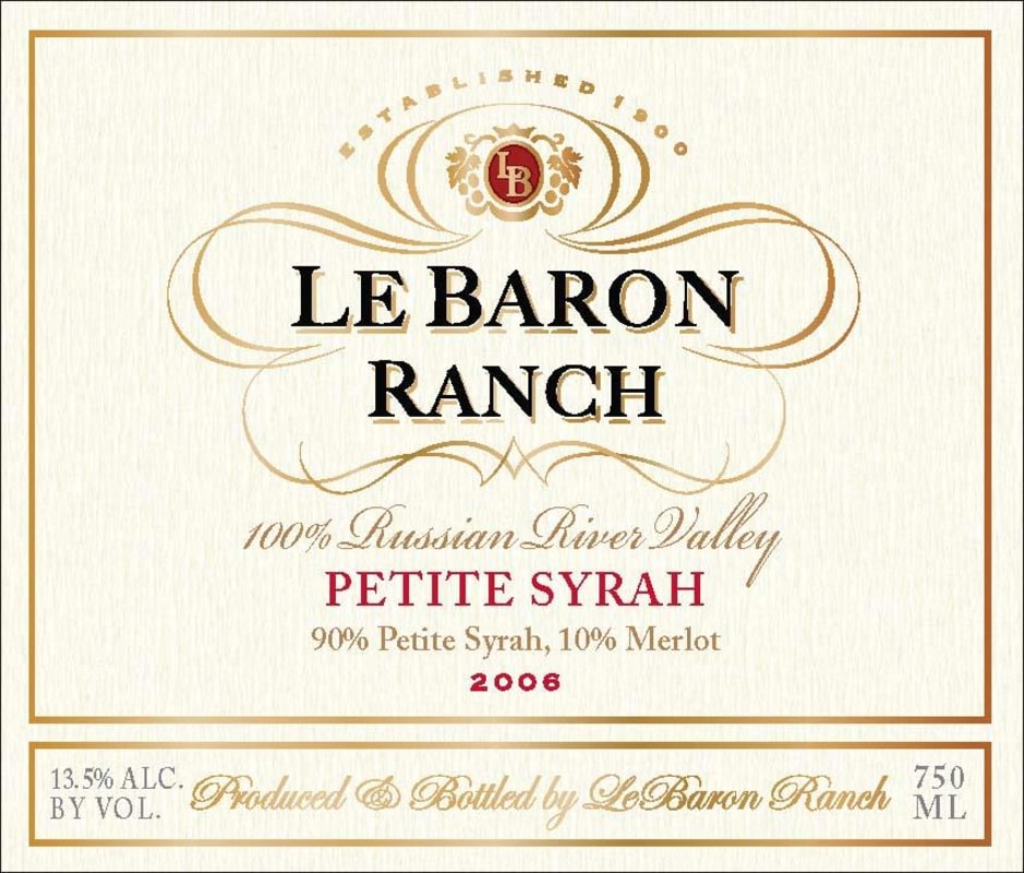 Chateau Diana Le Baron Ranch School Car Petite Sirah 2006 Front Label