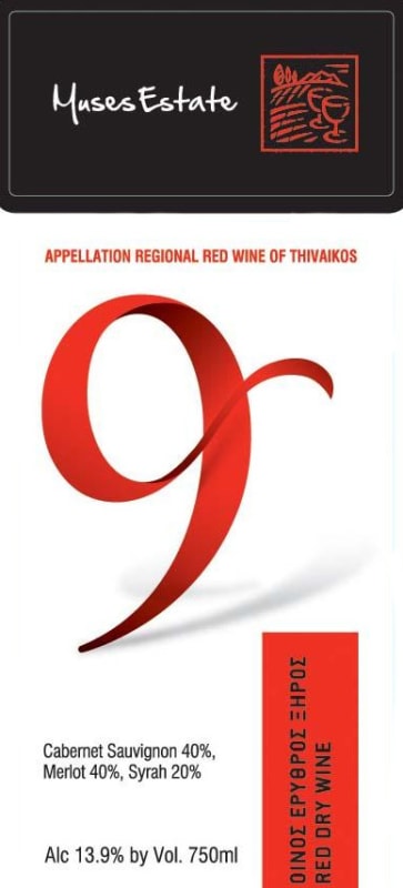 Muses Estate 9 Red 2013 Front Label