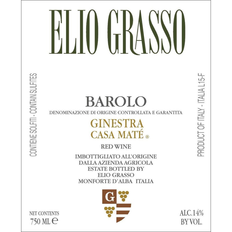 Elio Grasso Barolo Ginestra Casa Mate 2013 Front Label