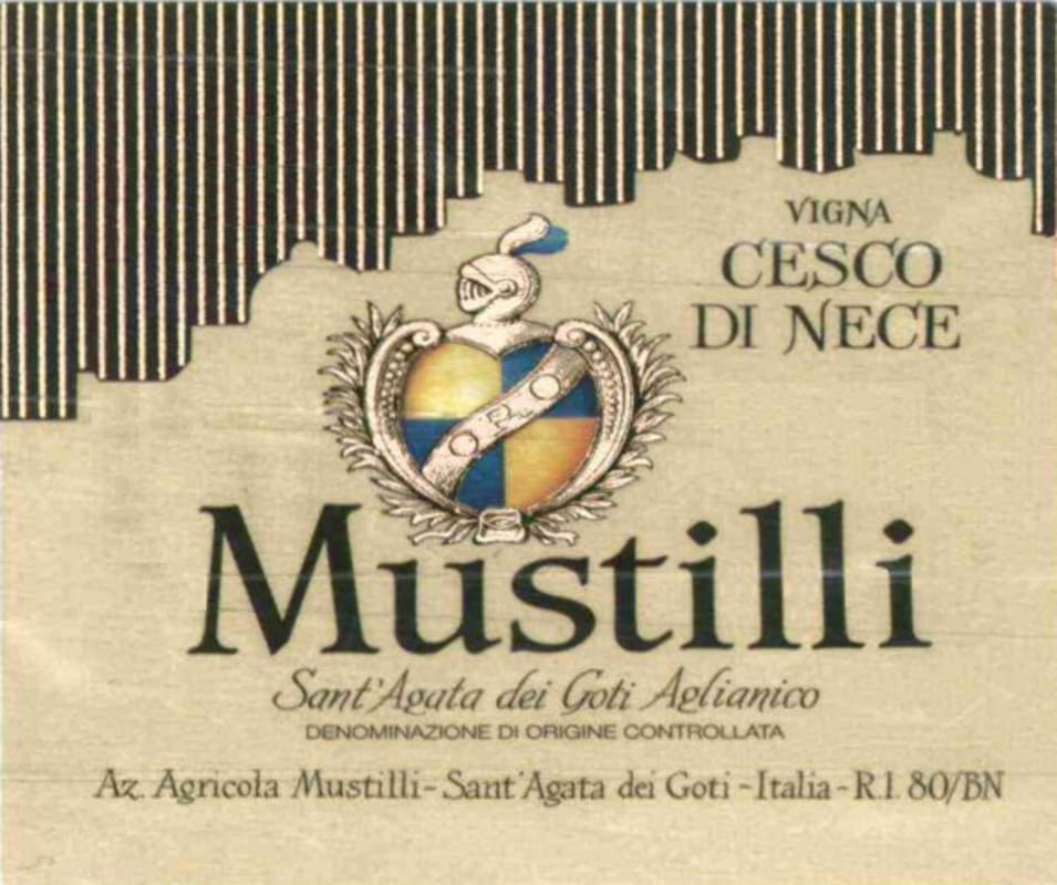 Mustilli Sant'Agata dei Goti Cesco di Nece Aglianico 2001 Front Label
