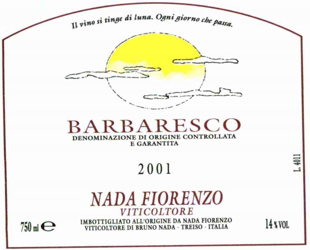 Nada Fiorenzo Barbaresco 2001 Front Label