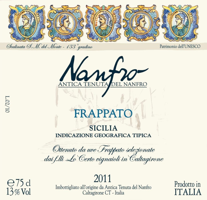 Nanfro Sicilia Frappato 2011 Front Label