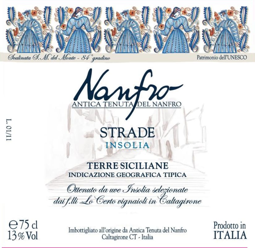 Nanfro Sicilia Strade Insolia 2015 Front Label