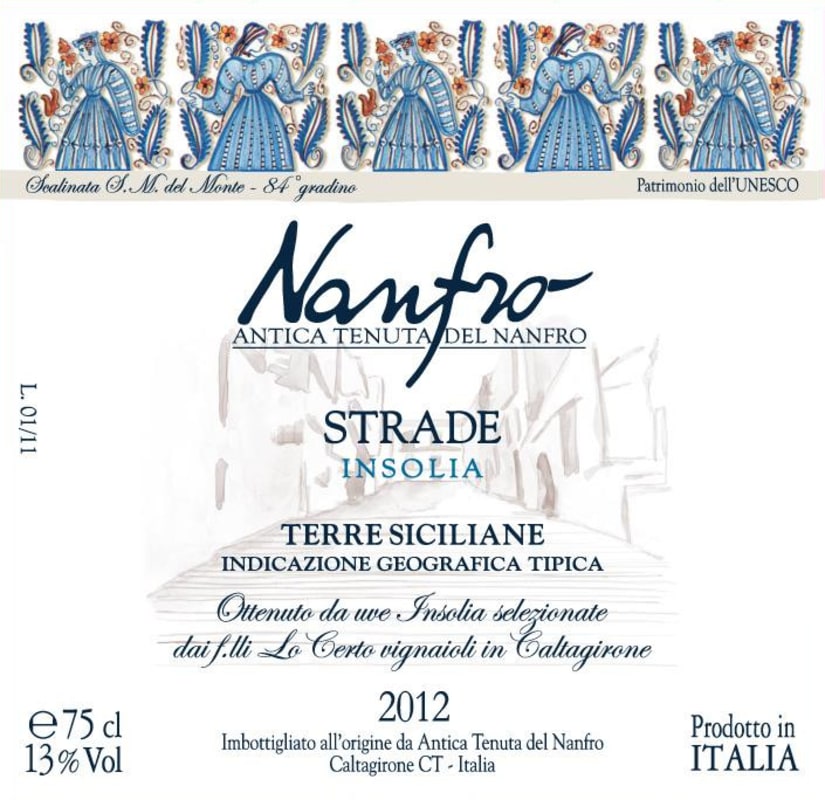 Nanfro Sicilia Strade Insolia 2012 Front Label