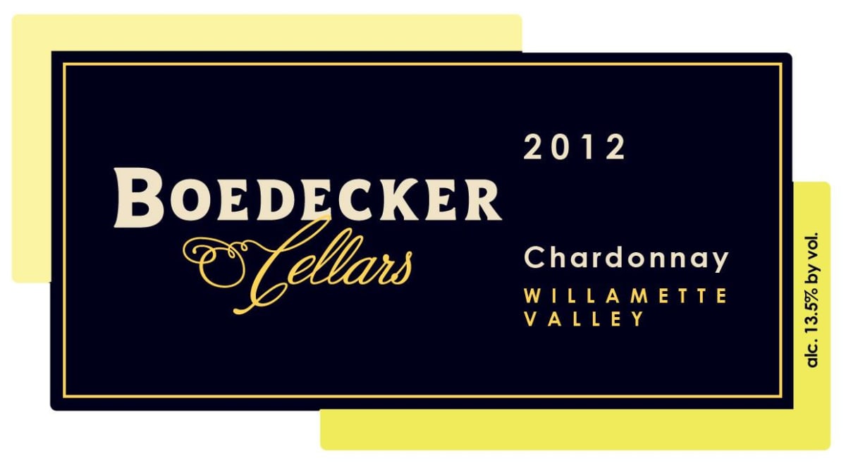 Boedecker Cellars Chardonnay 2012 Front Label