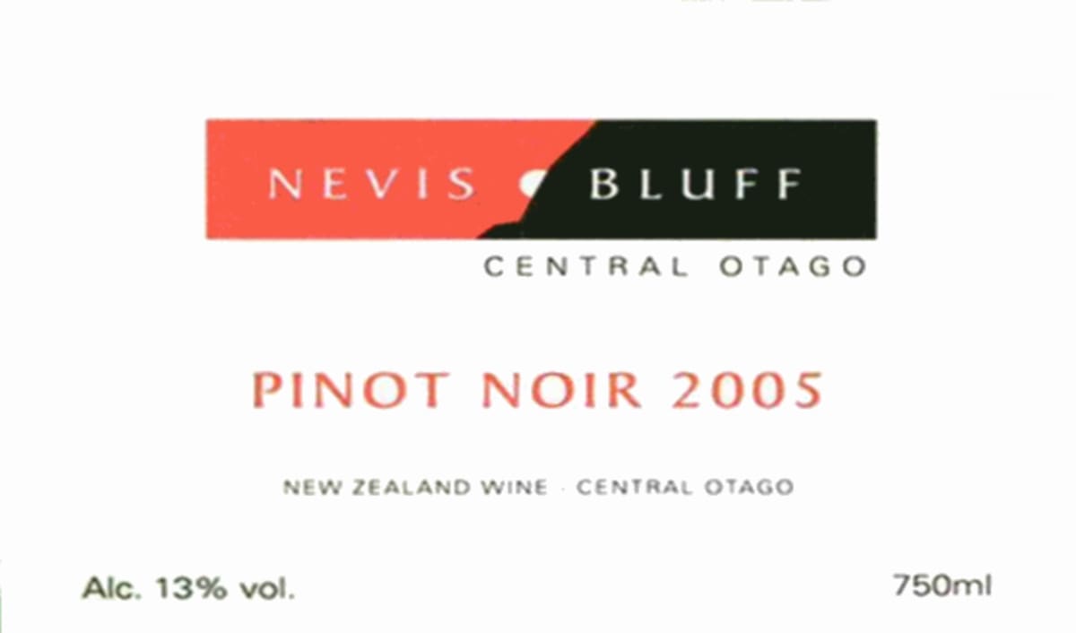 Nevis Bluff Wines Ltd. Central Otago Pinot Noir 2005 Front Label