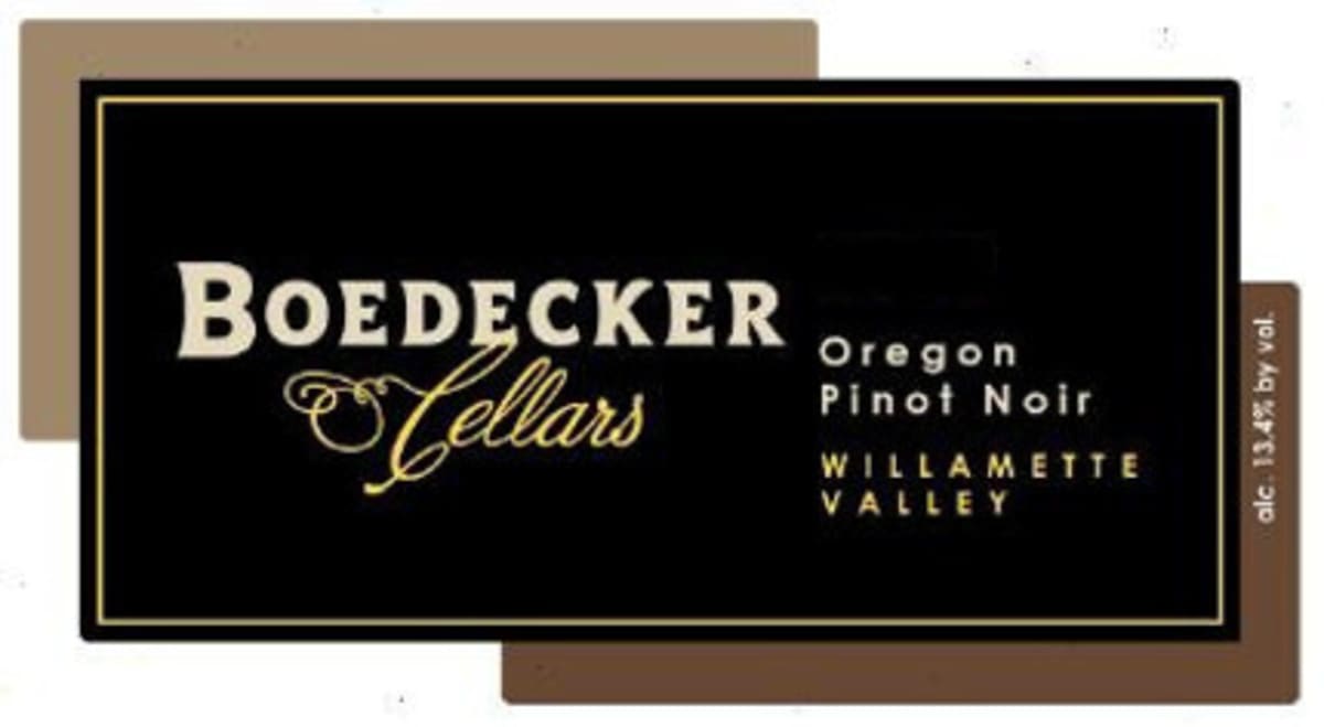 Boedecker Cellars Pinot Noir 2012 Front Label