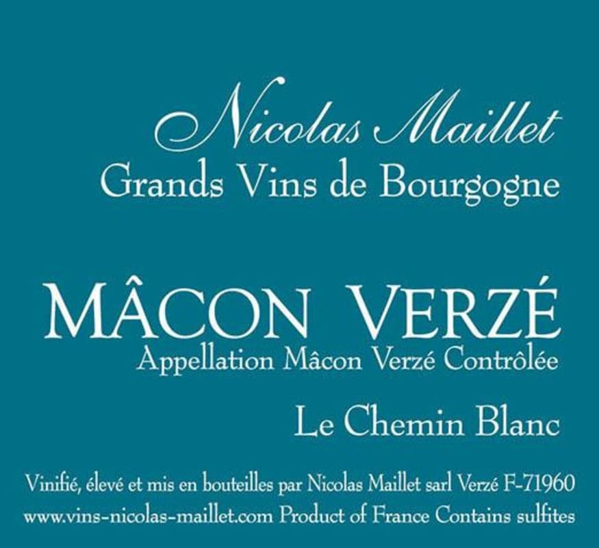 Nicolas Maillet Macon Verze Le Chemin Blanc 2014 Front Label