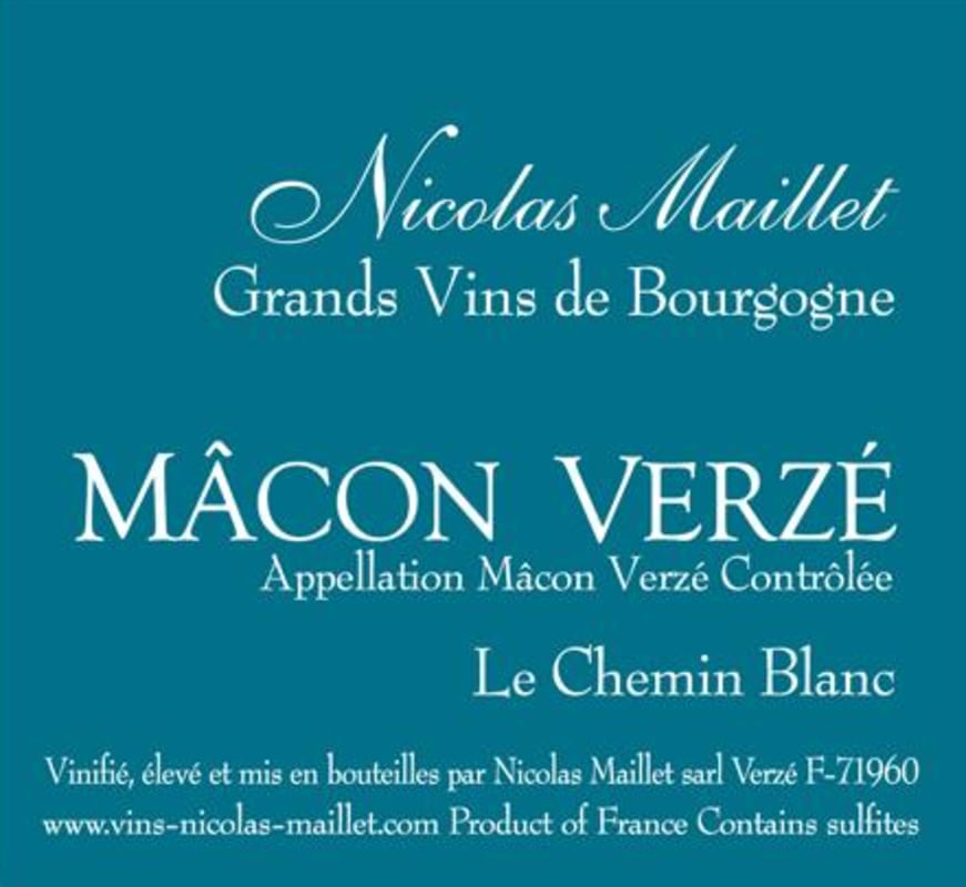 Nicolas Maillet Macon Verze Le Chemin Blanc 2013 Front Label