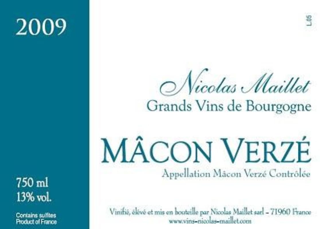 Nicolas Maillet Macon Verze 2009 Front Label