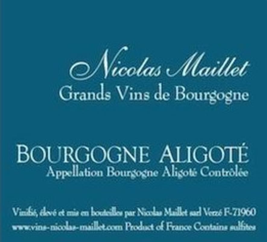 Nicolas Maillet Bourgogne Aligote 2011 Front Label