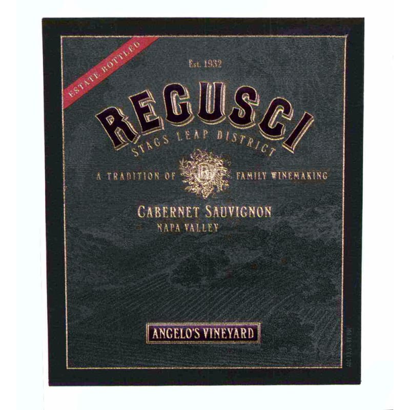 Regusci Winery Angelo's Vineyard Cabernet Sauvignon (torn label) 2004 Front Label