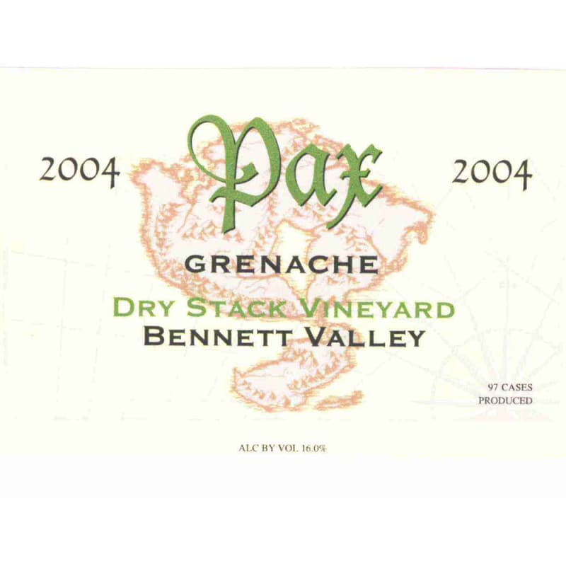 Pax Dry Stack Grenache 2004 Front Label