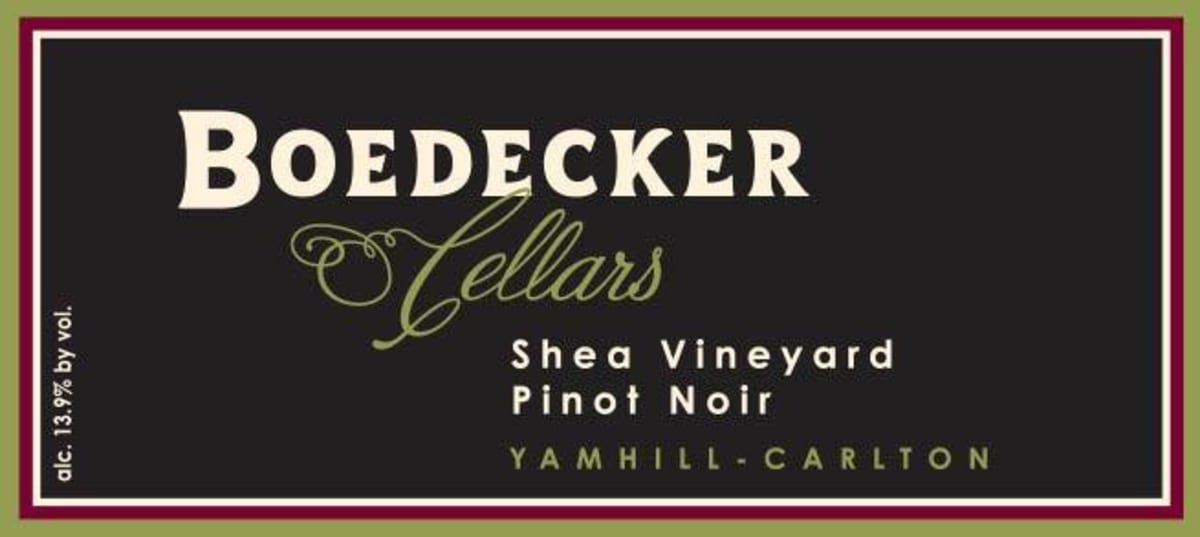 Boedecker Cellars Shea Vineyard Pinot Noir 2012 Front Label