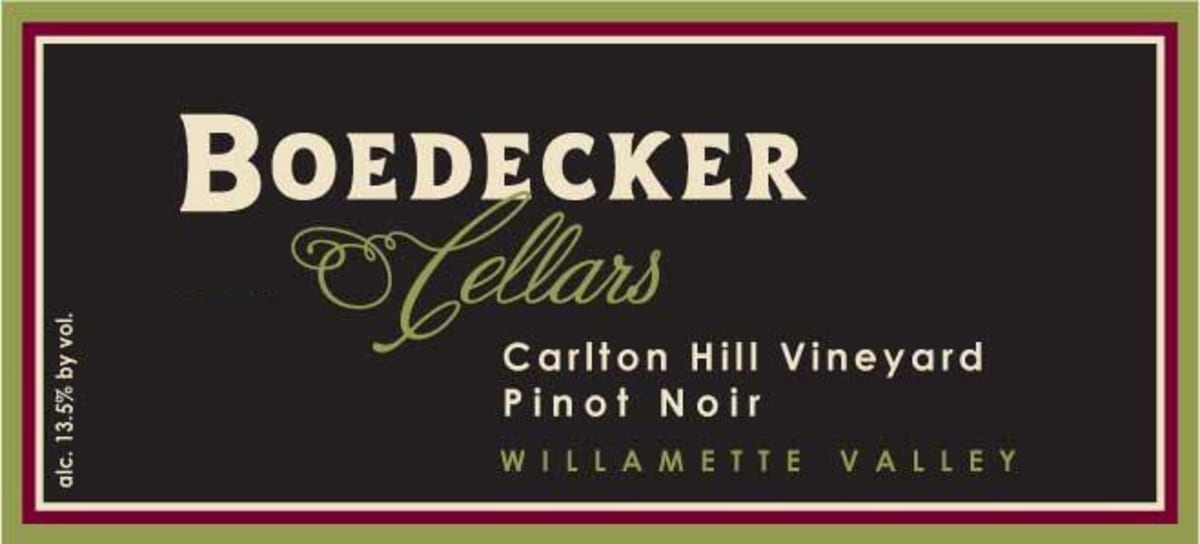 Boedecker Cellars Carlton Hill Vineyard Pinot Noir 2008 Front Label