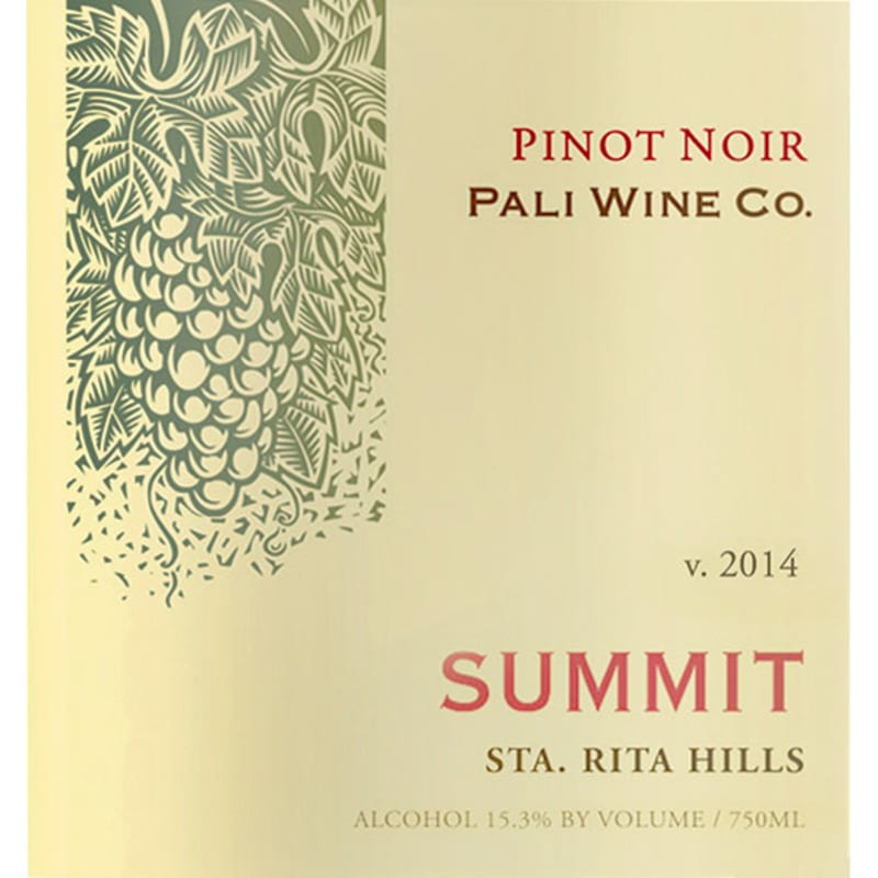 Pali Wine Co Summit Pinot Noir 2014 Front Label