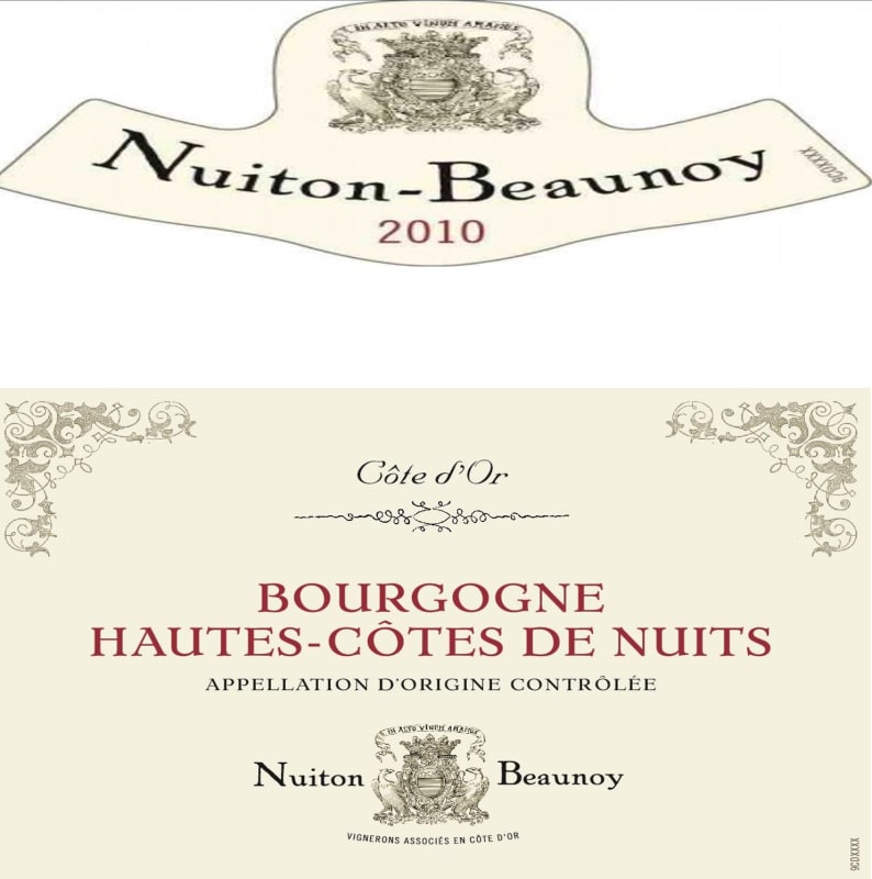 Nuiton-Beaunoy Bourgogne Hautes-Cotes de Nuits 2010 Front Label