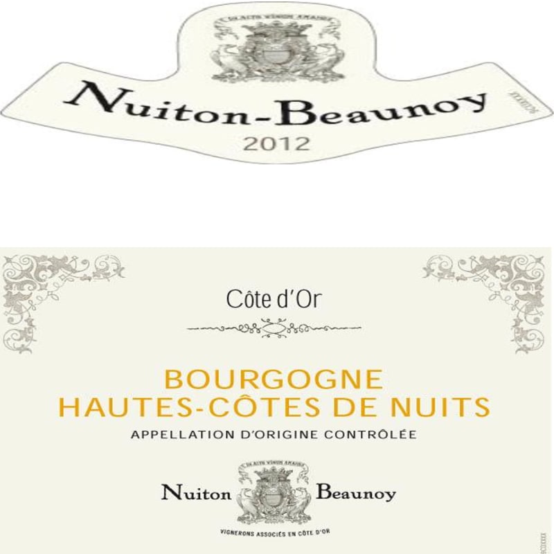 Nuiton-Beaunoy Bourgogne Hautes Cotes de Nuits Blanc 2012 Front Label