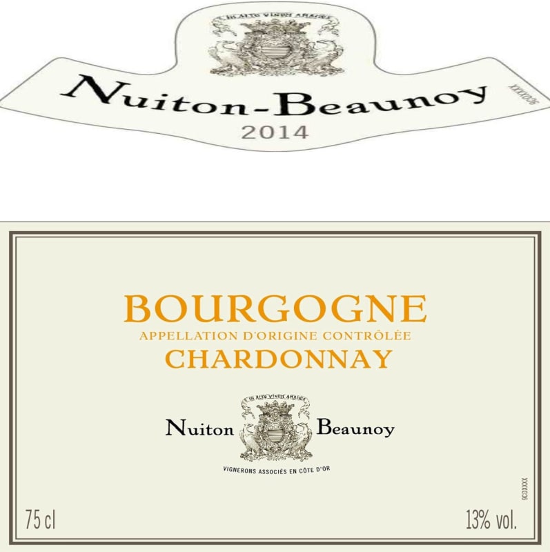 Nuiton-Beaunoy Bourgogne Chardonnay 2014 Front Label