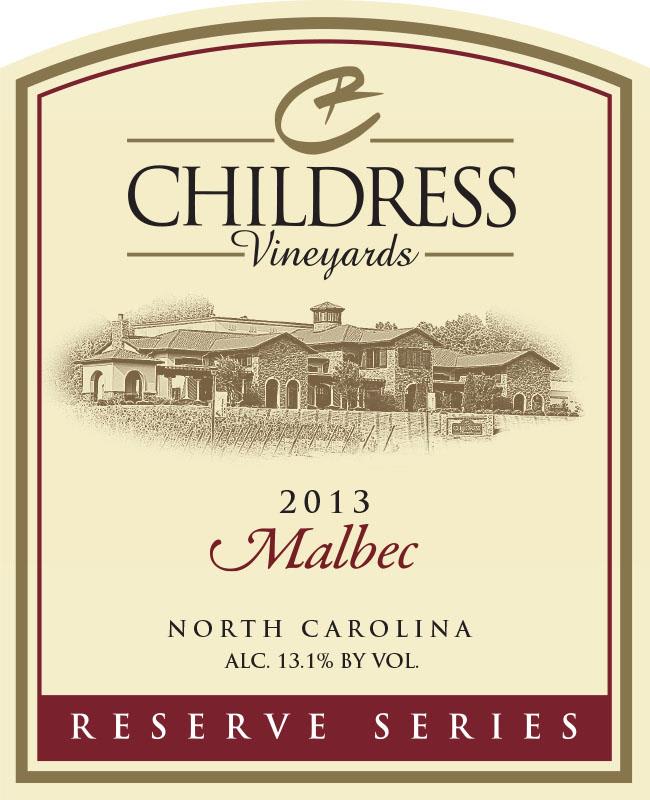 Childress Winery & Vineyards Reserve Series Malbec 2013 Front Label