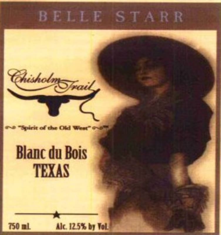 Chisholm Trail Winery Belle Starr Blanc du Bois 2014 Front Label