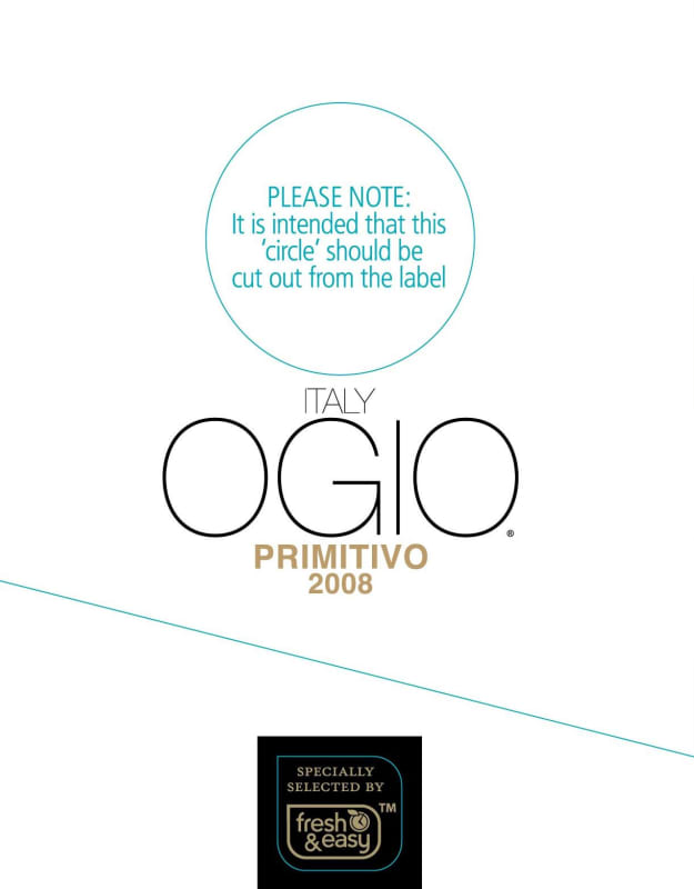 Ogio Wines Puglia Primitivo 2008 Front Label