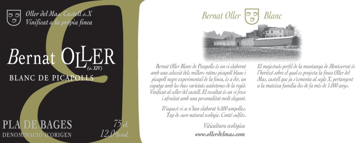 Oller del Mas Bernat Oller Picapoll 2013 Front Label