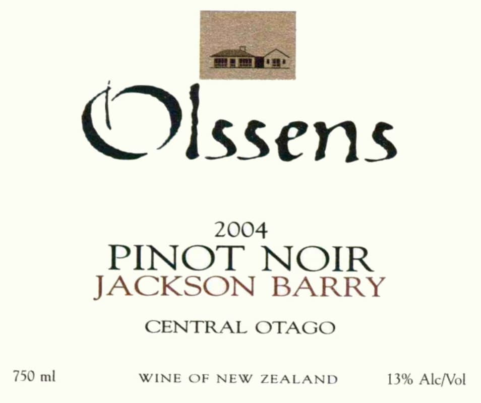 Olssens of Bannockburn Jackson Barry Pinot Noir 2004 Front Label