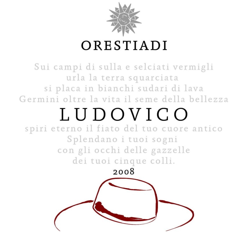 Orestiadi Sicilia Ludovico Rosso 2008 Front Label