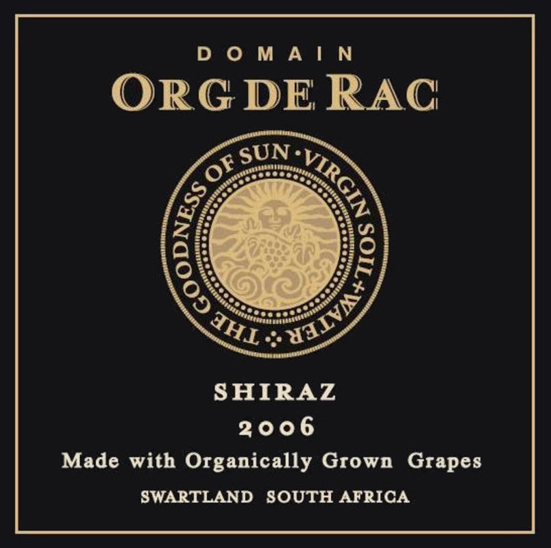 Org de Rac Swartland Shiraz 2006 Front Label